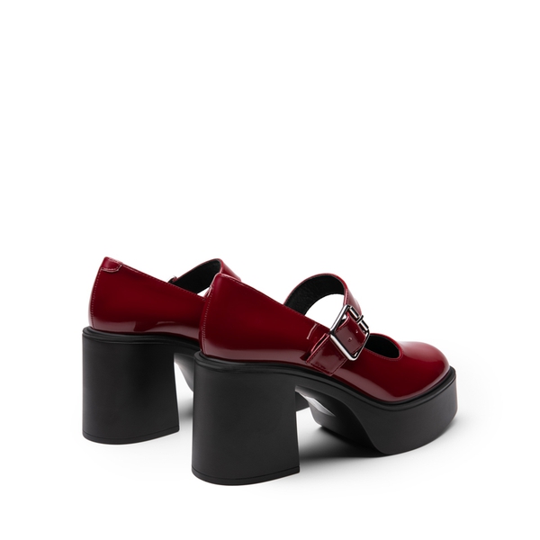 Platform Mary Jane Pumps - BURGUNDY - 4